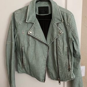 Light blue leather jacket